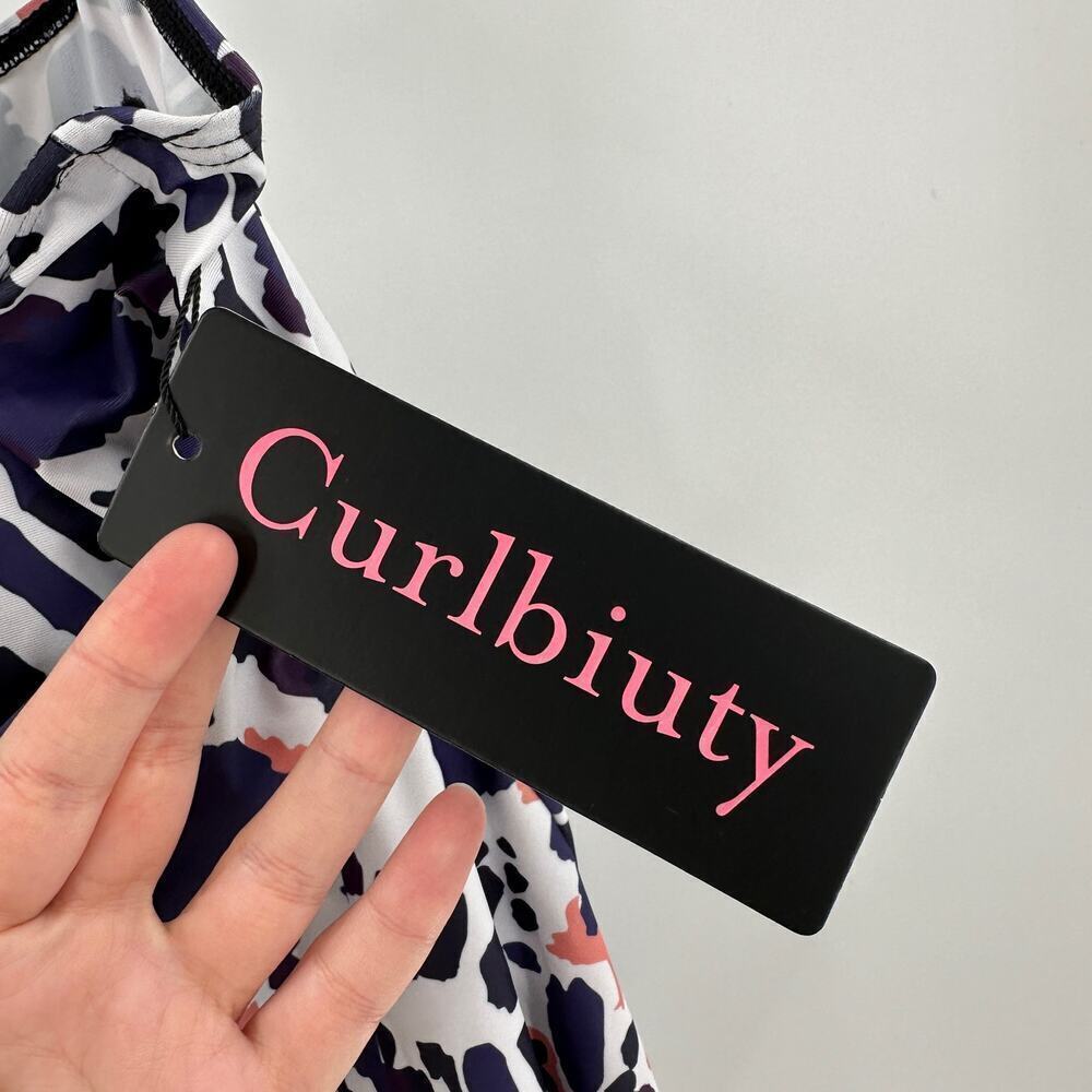 NWT Curlbiuty White Printed Sweetheart Neck Padded Swim Tankini Top Size Medium - Picture 10 of 12